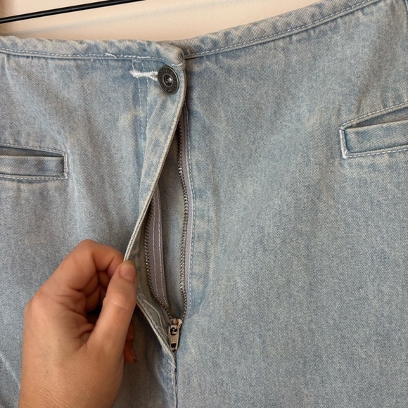 Vintage light wash long denim skirt 100% cotton 14 - Picture 6 of 9